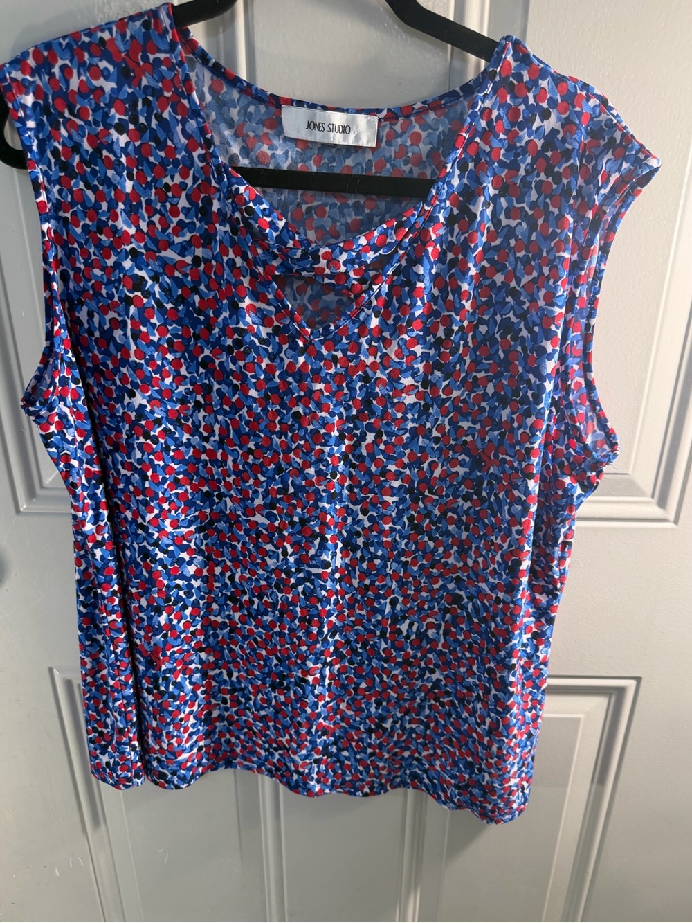 Jones Studio Red & Blue Abstract Print Tank